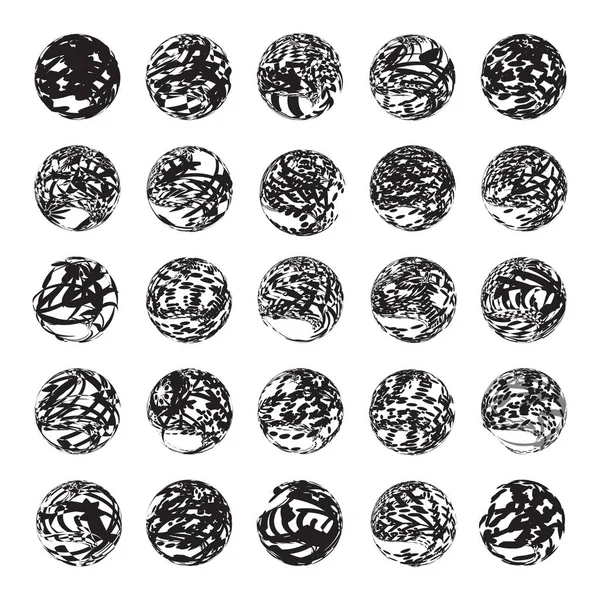 Illustration Vectorielle Abstraite Forme Sphère Avec Gribouillis Logotype Cercle Noir — Image vectorielle