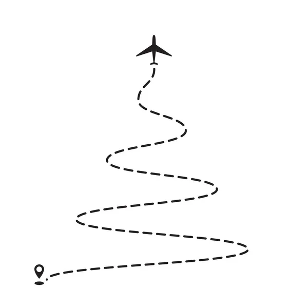 Літак 2019 Різдвяна Ялинка Пунктирна Доріжка Відстеження Літаків Сліди Або — стоковий вектор