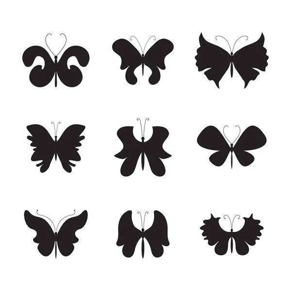 Vektorillustration Der Sommermotte Und Des Schmetterlingssymbols Reihe Schöner Schmetterlinge Isoliert — Stockvektor