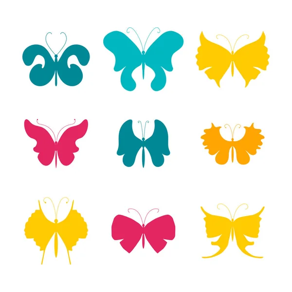 Ilustración Vectorial Polilla Verano Ícono Mariposa Conjunto Hermosas Mariposas Aisladas — Vector de stock