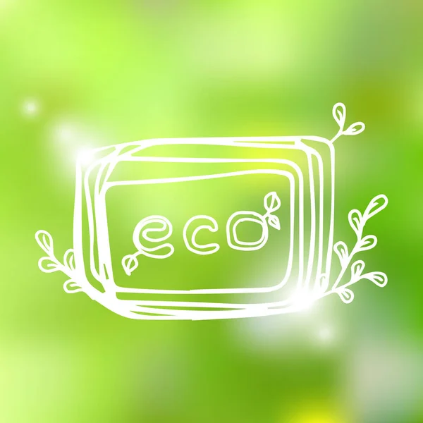 Rótulo Produto Eco Bio Natural Desenhado Mão Banner Ecologia Redonda — Vetor de Stock