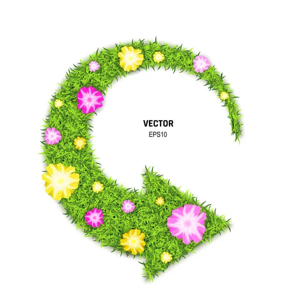 Herbe Verte Flèche Fleurs Sur Fond Blanc Eco Sustainable Development — Image vectorielle