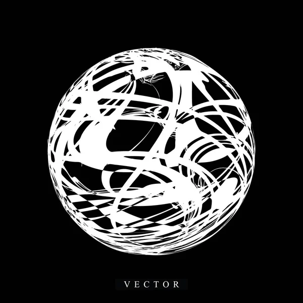 Illustration Vectorielle Abstraite Forme Sphère Planète Avec Des Gribouillis Logotype — Image vectorielle