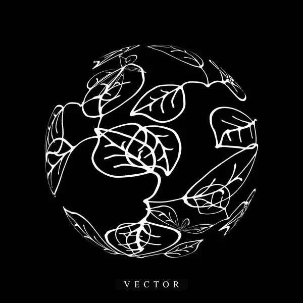 Illustration Vectorielle Abstraite Forme Sphère Planète Avec Des Gribouillis Logotype — Image vectorielle