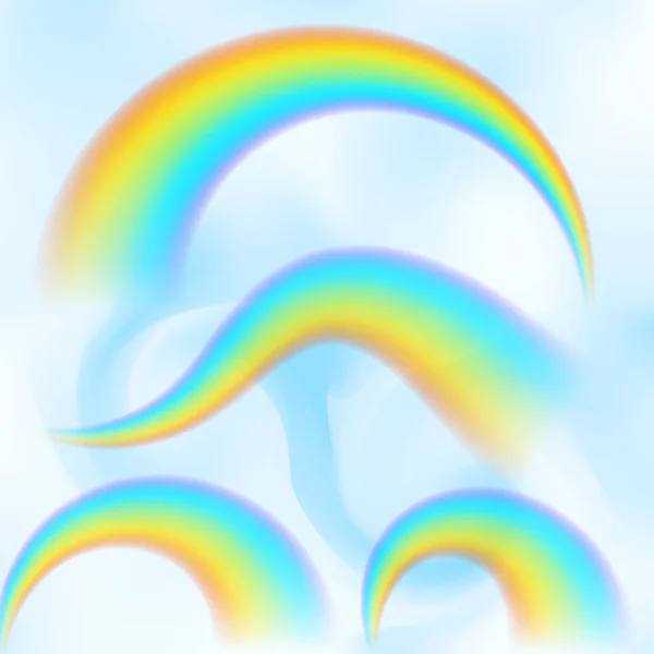 Arc Ciel Dans Ciel Bleu Parmi Les Nuages Légers Illustration — Image vectorielle