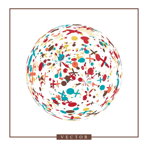 3d soyut vektör şeklini ya da gezegenin küre illüstrasyon çiçek süsleme ile. Daire logo doğal çiçek desenli