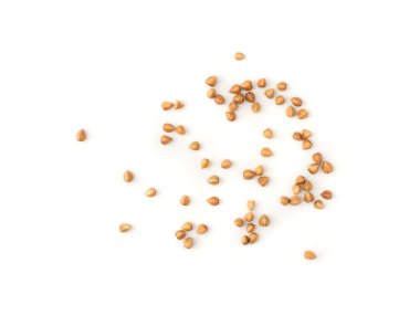 Çiğ karabuğday taneleri Beyaz Arkaplan Üst Görünümü 'nde izole edildi. Rus Kasha ya da pişmemiş sahte buğday.