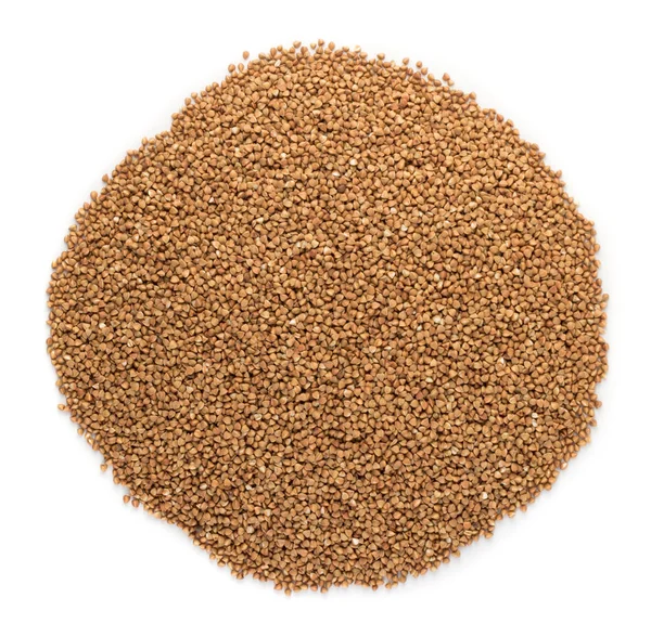 Heap Dry Raw Buckwheat Grains Isolated White Background Top View — Stock Photo, Image