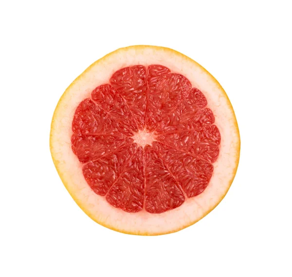Scheiben Geschnittene Rote Grapefruit Mit Orangenschale Nahaufnahme Abschnitt Saftige Bittersüße — Stockfoto