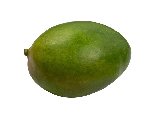 Hele Groene Mango Geïsoleerd Een Witte Achtergrond Verse Exotische Groenten — Stockfoto