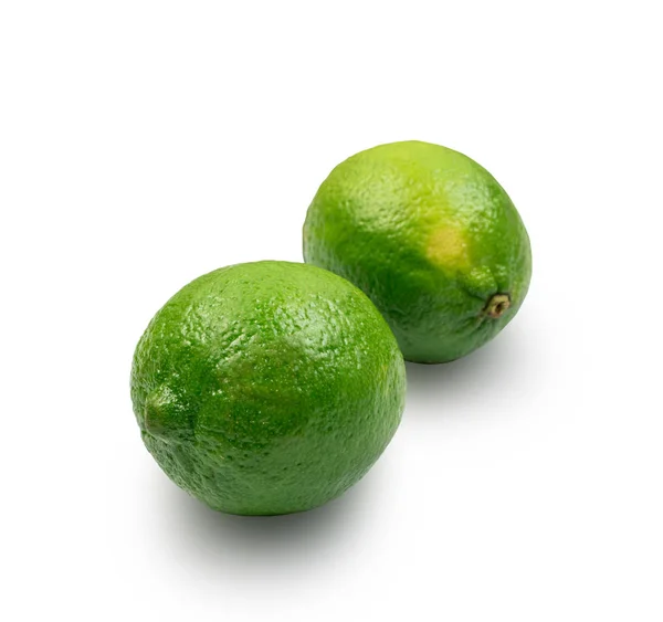 Cal Azeda Limão Inteiro Isolado Fundo Branco Pequeno Limão Verde — Fotografia de Stock