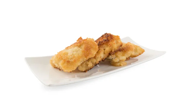 Tempura Épicé Chaud Fruits Mer Sur Plaque Blanche Croustillant Amritsari — Photo