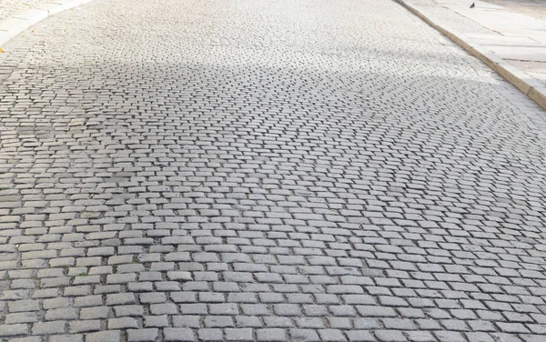 Grey Old Pavement Top View Granite Cobblestone Road Antiguo Ladrillo — Foto de Stock