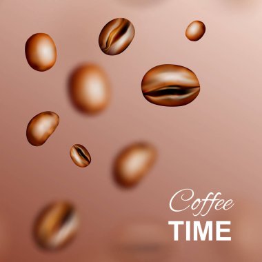 Orta kavrulmuş Arabica ve Robusta kahve fasulye arka plan. Gerçekçi 3d metin için yer ile kahve uçan vektör desen tahıllar