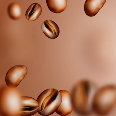Orta kavrulmuş Arabica ve Robusta kahve fasulye arka plan. Gerçekçi 3d metin için yer ile kahve uçan vektör desen tahıllar