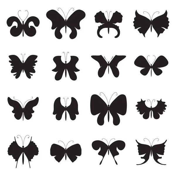 Vector Illustration Summer Moth Butterfly Icon Set Beautiful Butterflies Isolated — Stock Vector