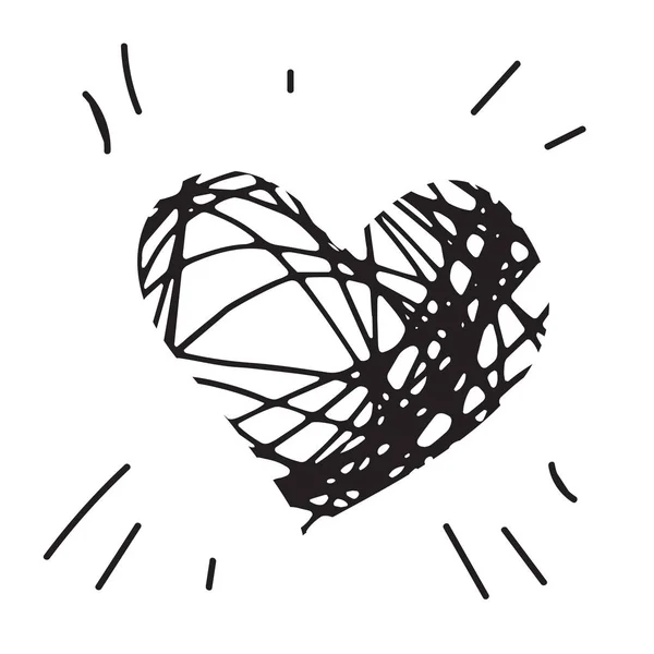 Doodle Icono Del Corazón Aislado Sobre Fondo Blanco Ilustración Vectorial — Archivo Imágenes Vectoriales