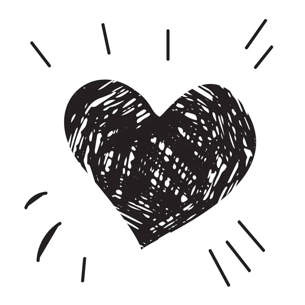 Піктограма Серця Doodle Ізольована Білому Тлі Векторна Ілюстрація Намальованого Вручну — стоковий вектор