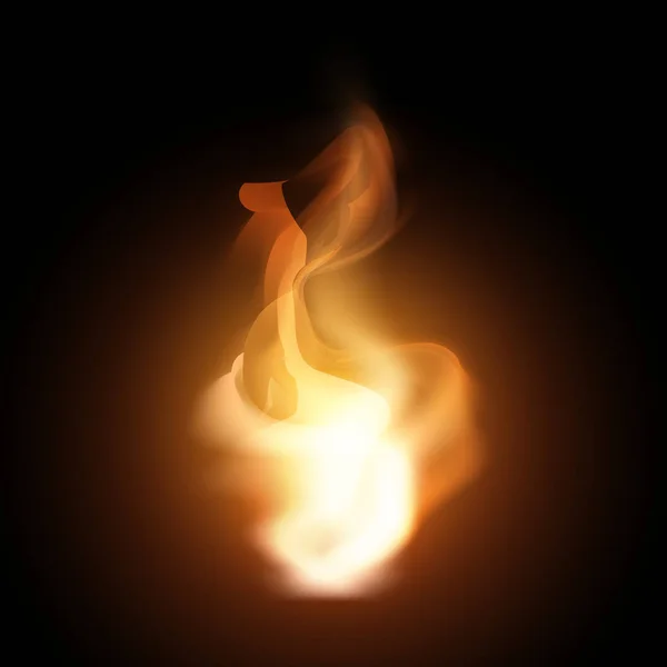 Realistic Creative Hot Vector Fire Flames Blaze Bonfire Dark Background — Stock Vector