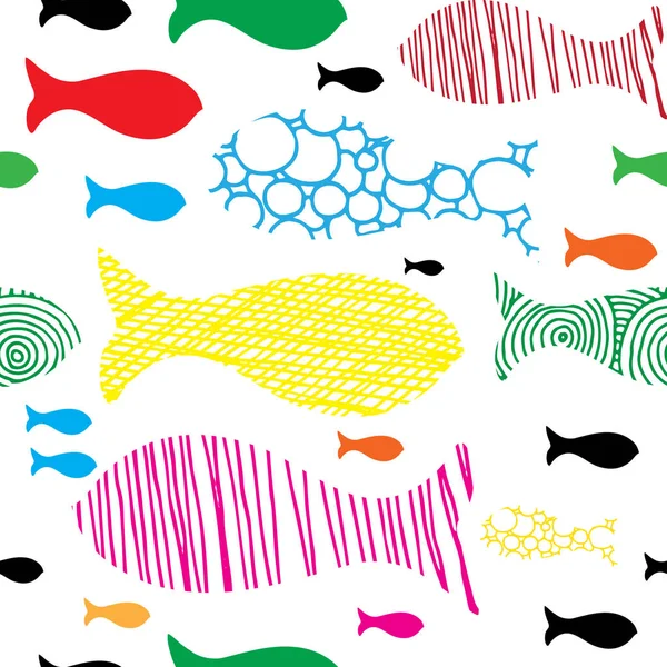 손으로 물고기 배경에 스케치 물고기 현대적인 디자인의 동물의 간단한 일러스트 — 스톡 벡터