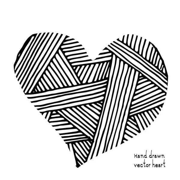 Doodle Heart Icon Isolated White Background Vector Illustration Hand Drawn — Stock Vector