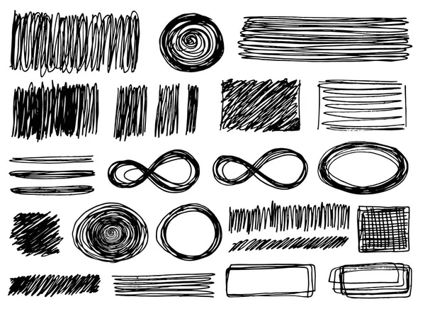 Collection Different Graphic Vector Elements Doodle Style Hand Drawn Sketches — Stock Vector
