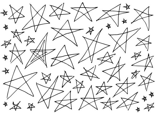 Conjunto Iconos Estrellas Vectoriales Creativas Dibujadas Mano Aisladas Sobre Fondo — Archivo Imágenes Vectoriales
