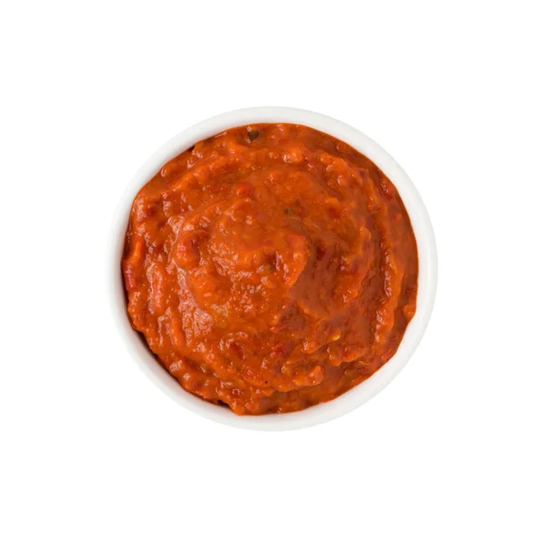 Ajvar of Pindjur sinaasappel groente spread gemaakt van paprika — Stockfoto