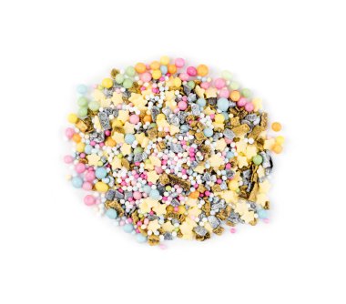 Beyaz Arka Plan Üst Görünümünde İzole Tatlı Sprinkles