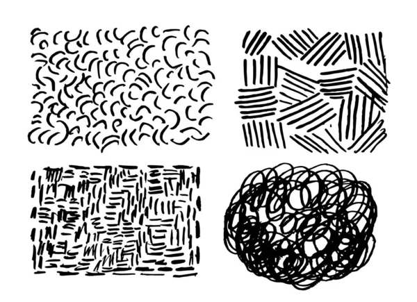 Conjunto de texturas de Doodle dibujadas a mano aisladas en blanco — Archivo Imágenes Vectoriales