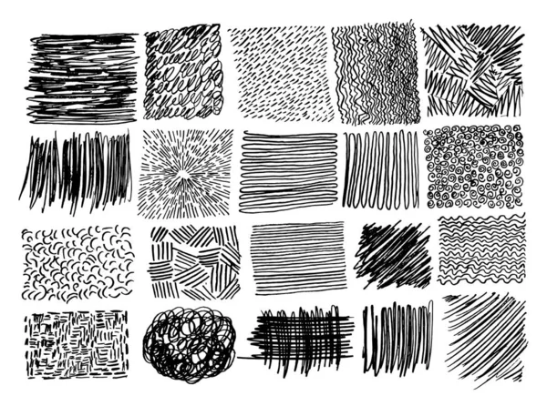 Conjunto de texturas de Doodle dibujadas a mano aisladas en blanco — Archivo Imágenes Vectoriales