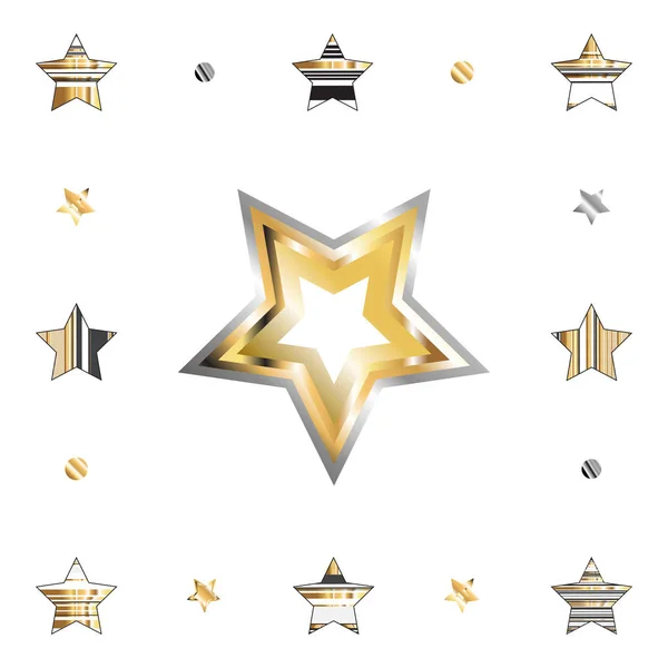 Złota gwiazda z gradientem metalu na białym tle — Wektor stockowy