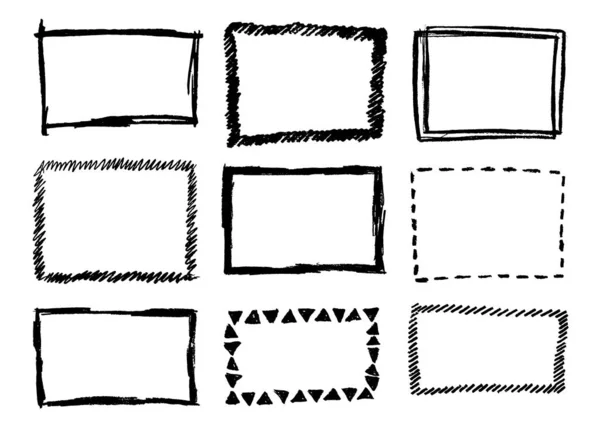 白で分離された手描きのベクトルフレームコレクション — ストックベクタ
