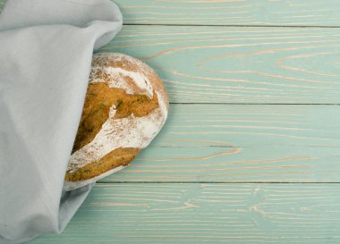 Rustik Arka Planda Taze Pişmiş Geleneksel Ekmek