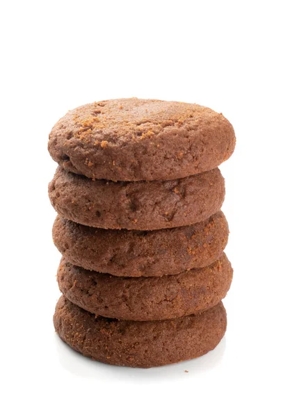 Cookies de manteiga de chocolate macio com enchimento de chocolate isolado — Fotografia de Stock