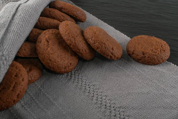 Soft Chocolate Butter Cookies With Chocolate Filling on Table