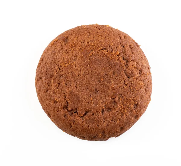 Biscoito de manteiga de chocolate redondo macio isolado vista superior — Fotografia de Stock
