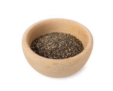 Beyaz arka plan üzerinde izole chia tohum yığını