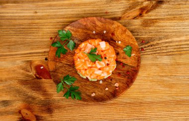 Raw Salmon Tartare, Trout Tartar or Red Fish Tatar clipart