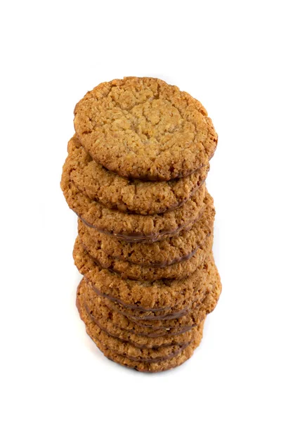 Biscoitos de aveia fina, biscoitos de cereais saudáveis com chocolate — Fotografia de Stock