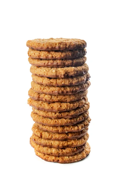 Biscoitos de aveia fina, biscoitos de cereais saudáveis com chocolate — Fotografia de Stock