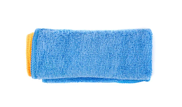 Rouleau Tissu Nettoyage Microfibre Bleue Isolé Sur Fond Blanc Gros — Photo