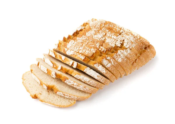 Традиционный Нарезанный Хлеб Изолирован Белом Фоне Кусочки Домашнего Коричневого Органического — стоковое фото