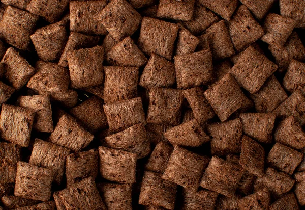 Chocolate Pillows Background Texture Brown Choco Cereal Pads Pattern Crispy — Stock Photo, Image