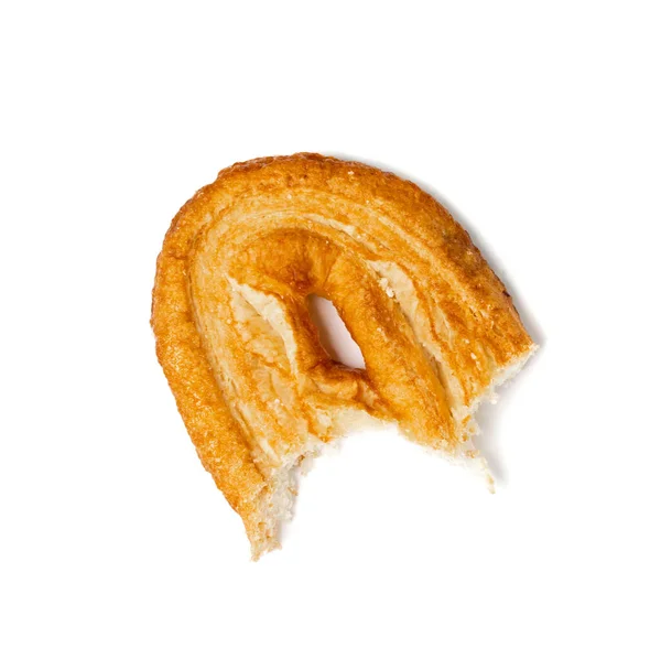 Pedaço Pastelaria Palmiers Coração Palma Orelha Elefante Isolado Fundo Branco — Fotografia de Stock