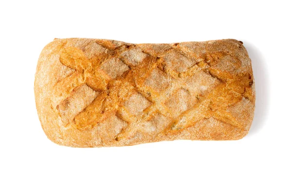 Beyaz Arkaplan Üst Görünümünde Zole Edilmiş Yapımı Taze Geleneksel Ekmek — Stok fotoğraf