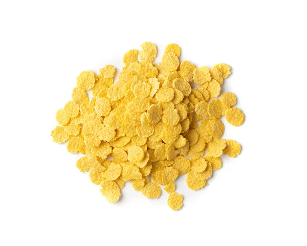 Κίτρινα Δημητριακά Καλαμποκιού Για Πρωινό Απομονωμένο Λευκό Φόντο Στρογγυλή Στοίβα — Φωτογραφία Αρχείου