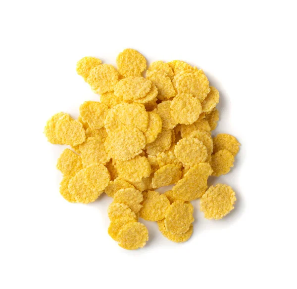 Κίτρινα Δημητριακά Καλαμποκιού Για Πρωινό Απομονωμένο Λευκό Φόντο Σωρός Από — Φωτογραφία Αρχείου