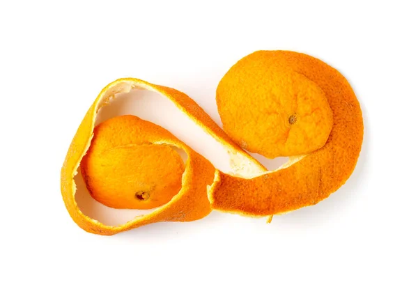 Сухая Апельсиновая Кожура Изолирована Белом Фоне Цедра Естественным Светом — стоковое фото