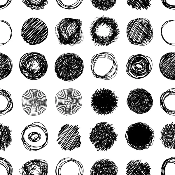 Dessiné Main Cercles Esquissés Motif Sans Couture Fond Texture Sans — Image vectorielle